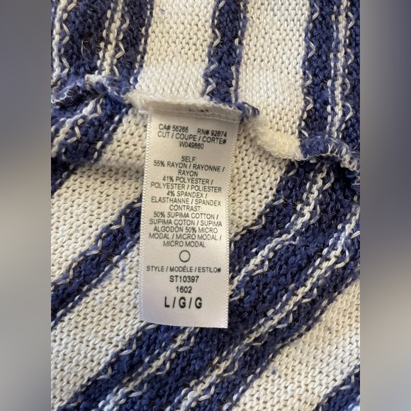 SPLENDID blue white striped long sleeve cardigan sweater large l - Picture 8 of 11